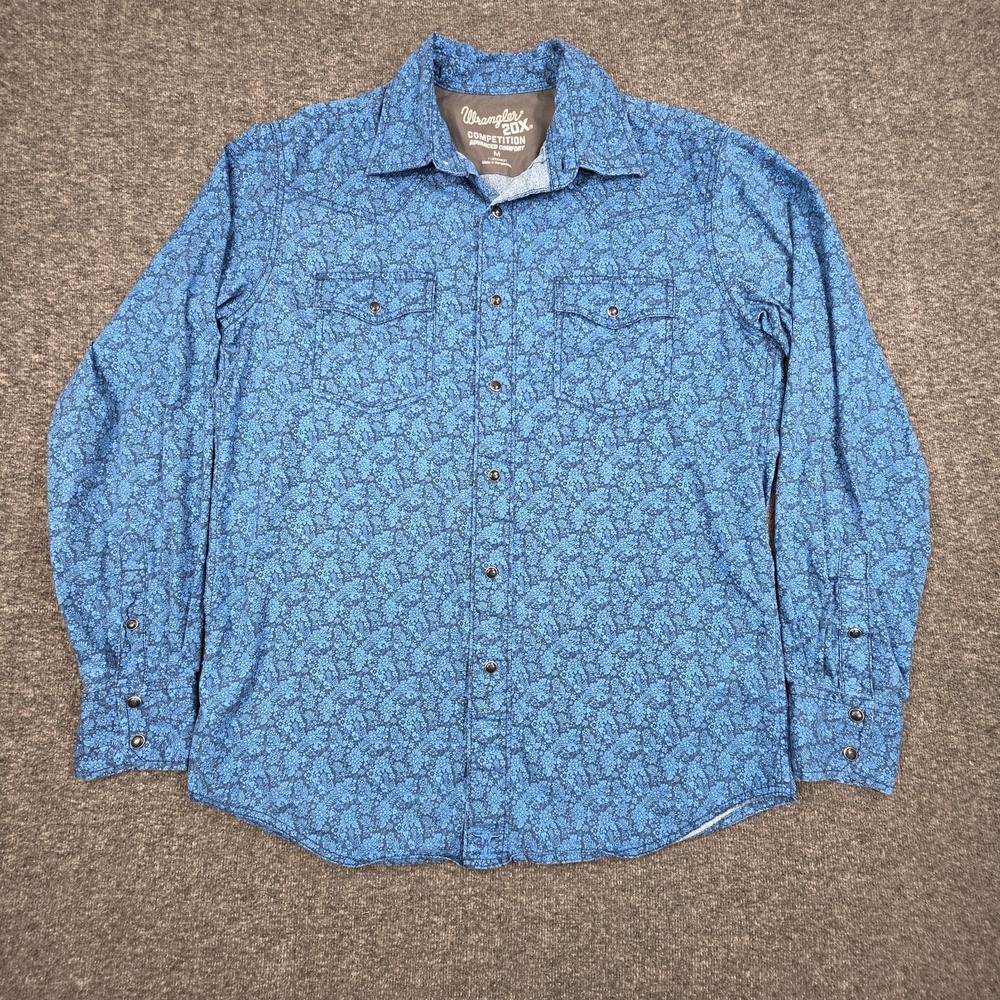 Wrangler 20X competition advanced comfort Western pearlsnap Size Med Floral Blue